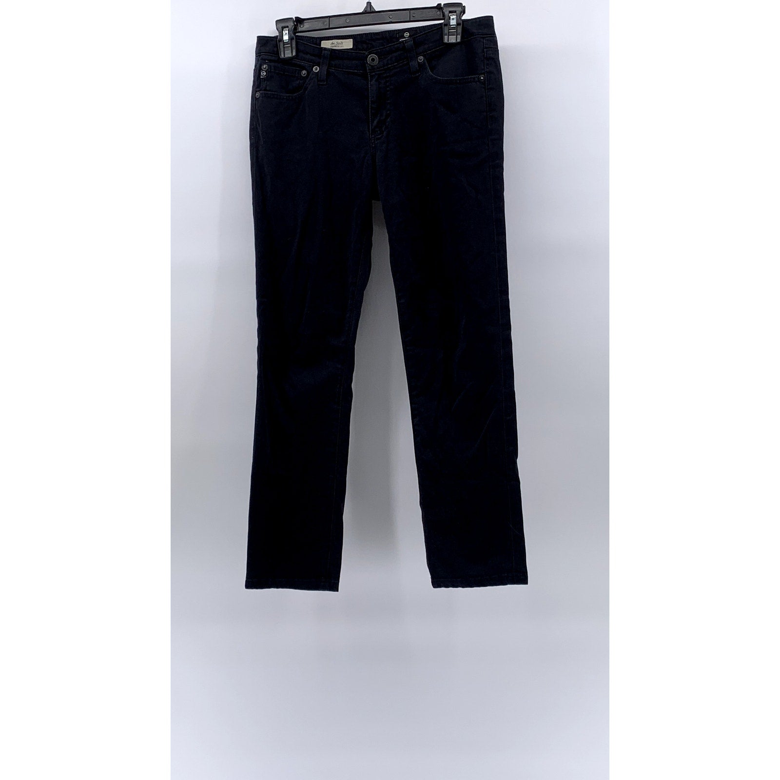 AG ADRIANO GOLDSCHMIED Women's Black Denim The Stilt Cigarette Leg Jeans SZ 28