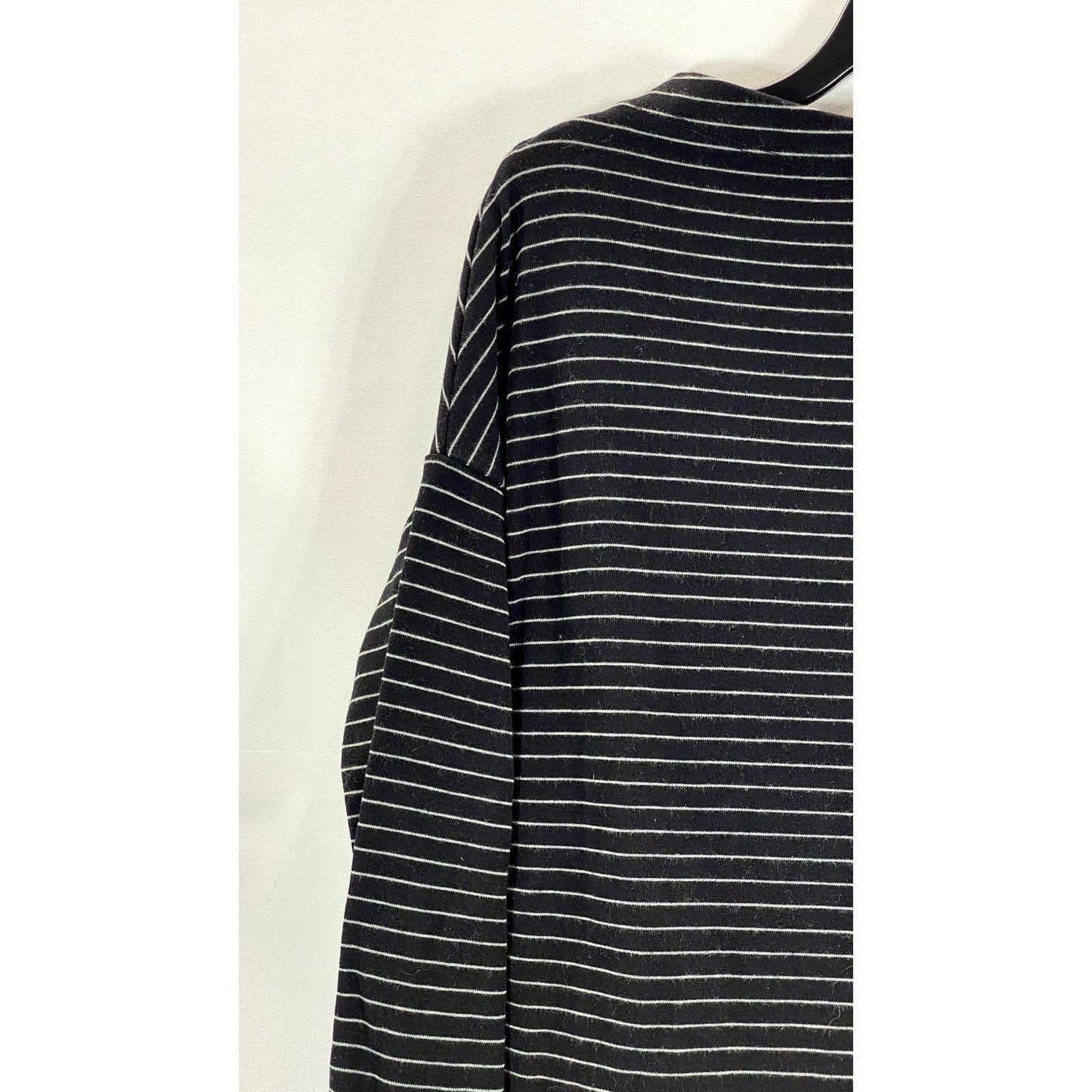 OAK + FORT Women's Black/White Striped Boatneck Long Sleeve Top SZ XS