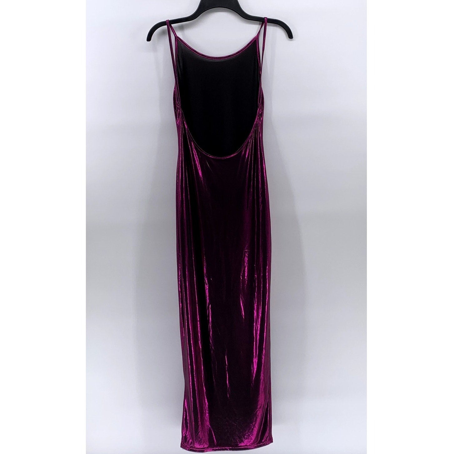 UNBRANDED Women's Purple Metallic Scoop-Neck Backless Spaghetti Strap Dress SZ M