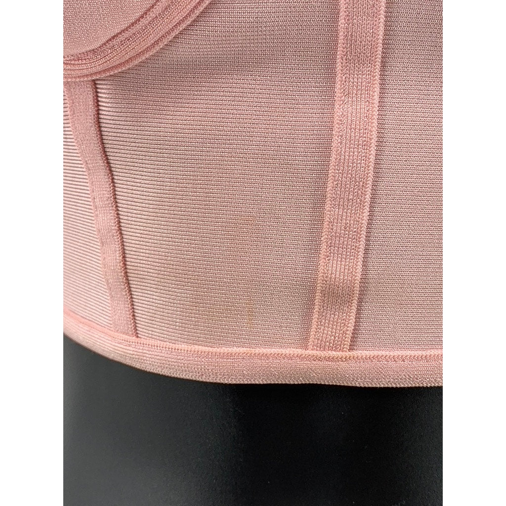SUPERDOWN Women's Light Pink Ramona Furry Strapless Coquette Crop Top SZ XS