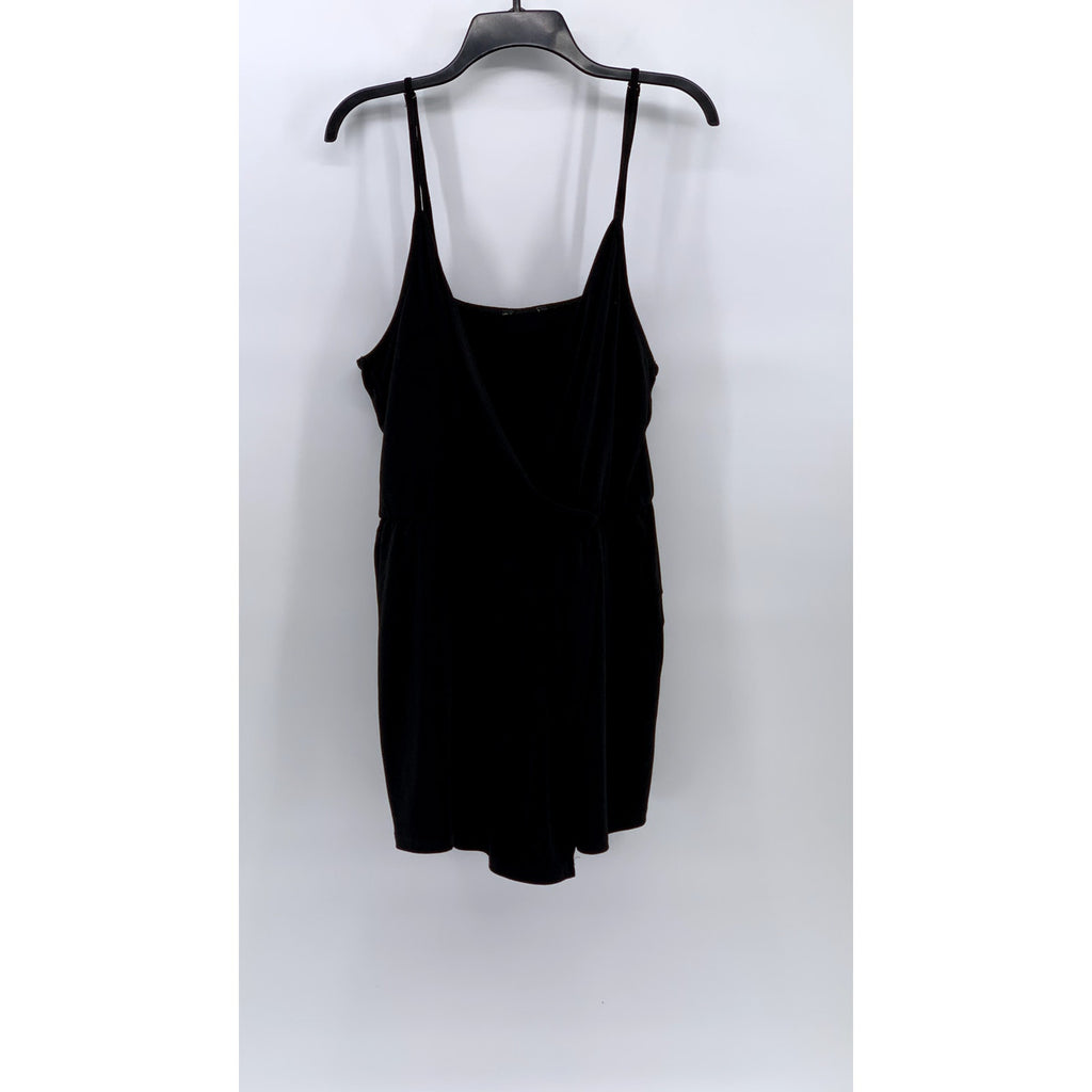 UNBRANDED Women's Black V-Neck Spaghetti Strap Mini Dress SZ L/XL