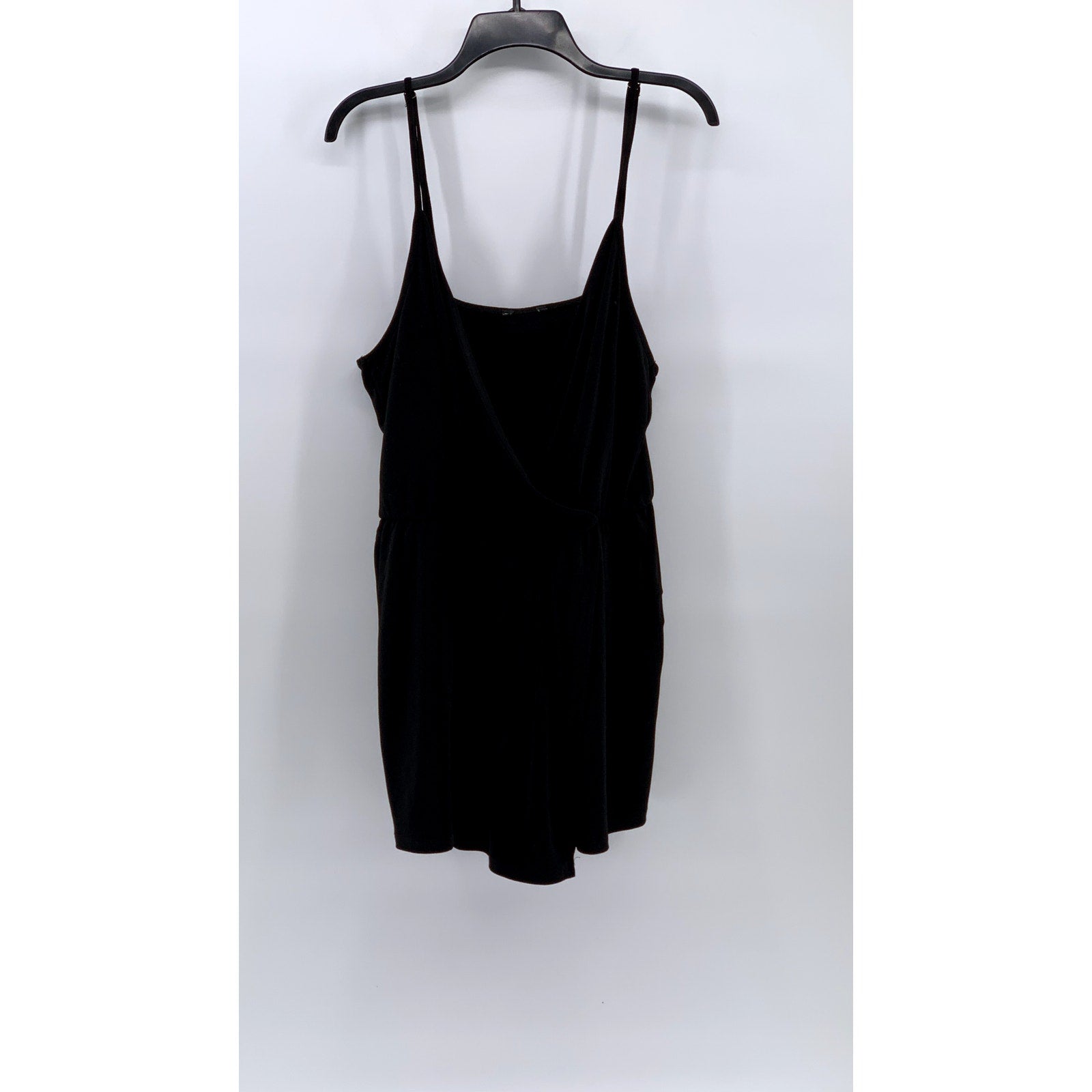 UNBRANDED Women's Black V-Neck Spaghetti Strap Mini Dress SZ L/XL