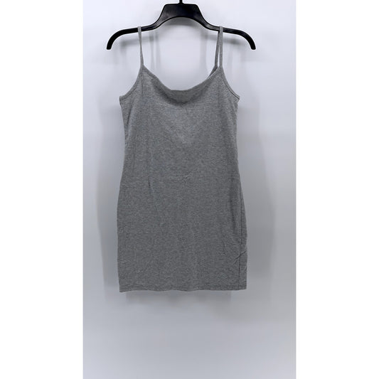 FOREVER 21 Women's Gray Straight-Neck Spaghetti Strap Bodycon Mini Dress SZ L