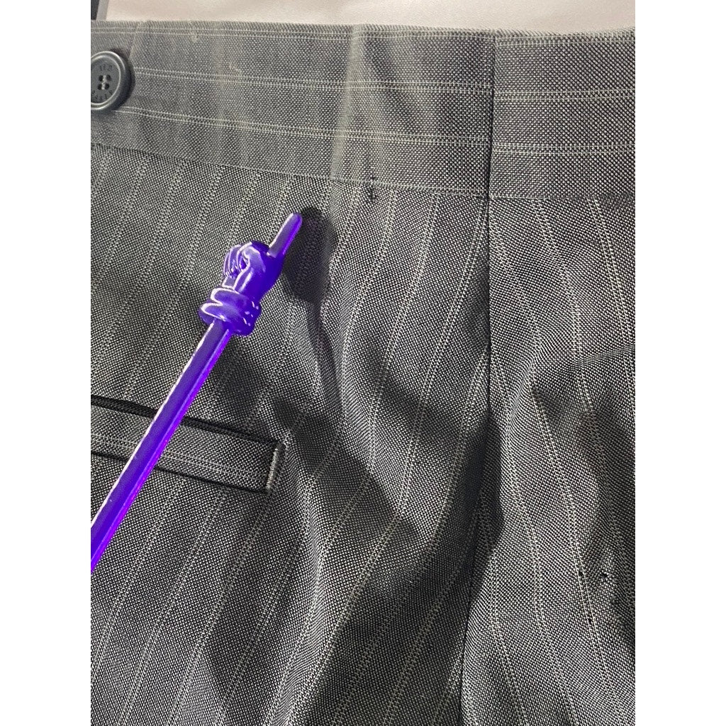 TED BAKER Men’s Long Gray Pinstripe Flat Front Straight-Leg Dress Pant SZ 34L