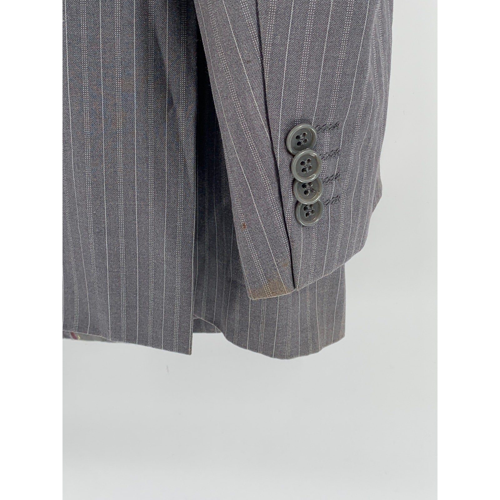 LE COLLEZIONI Men's Dark Gray Striped Three-Button Notch Collar Blazer SZ 42S