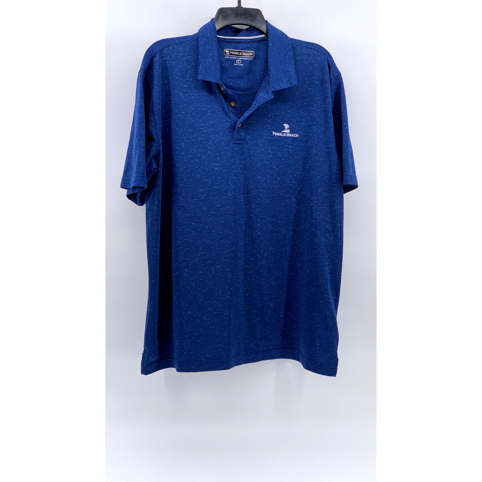 PEBBLE BEACH Men's Blue Embroidered Logo Polo Shirt SZ L