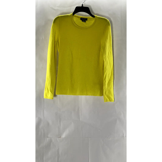 LORD & TAYLOR Women's Yellow Cashmere Crewneck Long Sleeve Pullover Sweater SZ S