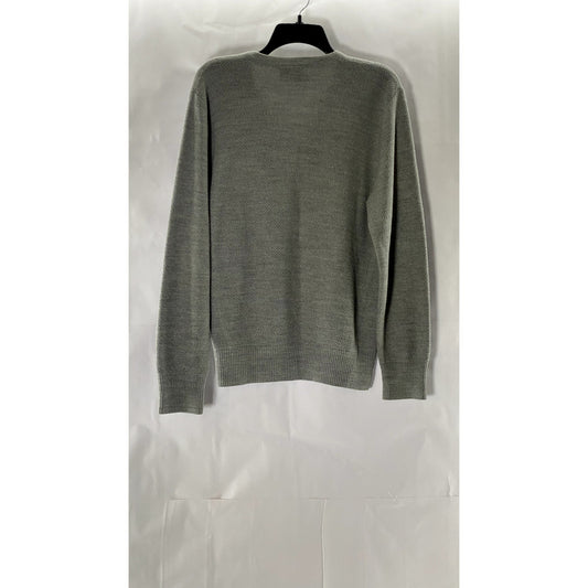 CHRISTIAN DIOR Men's Gray Knit V-Neck Orlon Acrylic Pullover Sweater SZ M