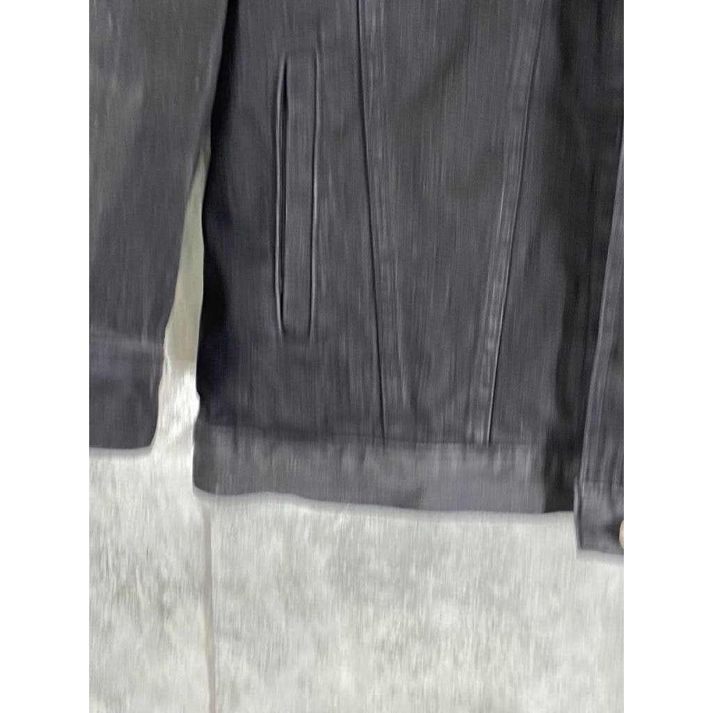 MADEWELL Women's Washed Black Oversized Button-UP Trucker Denim Jacket SZ S
