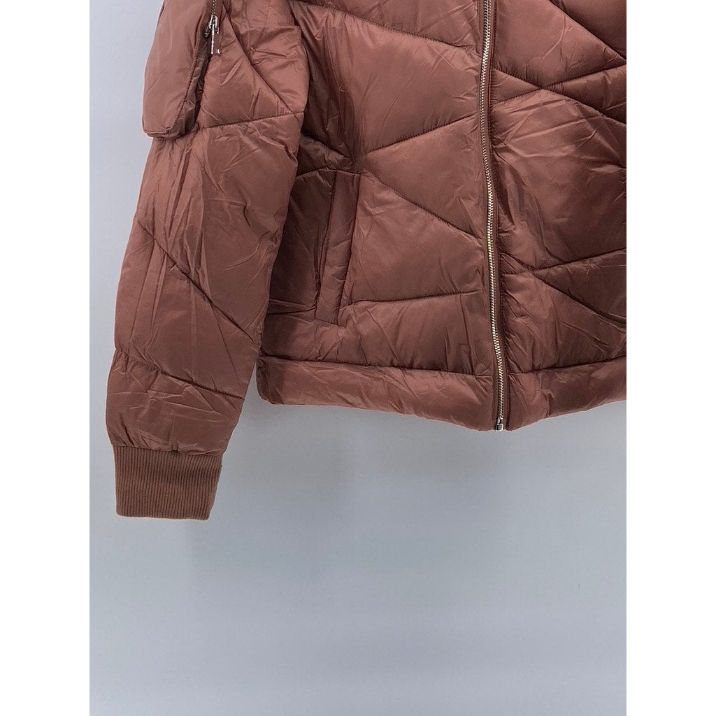 BERNIE BERNARDO Women's Rich Copper Zip-Up Stand Collar Puffer Jacket SZ S