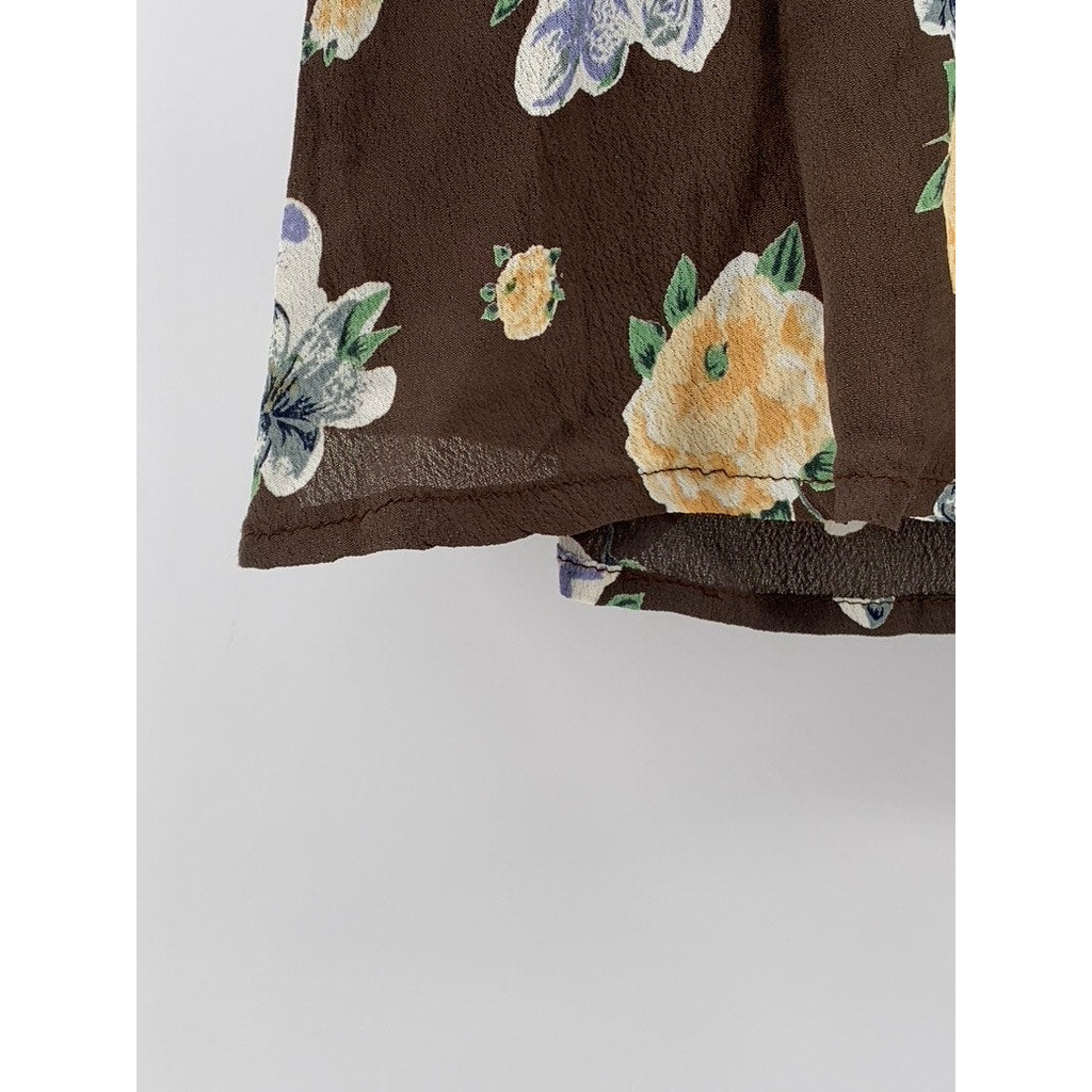 BP. Women's Brown Floral A-Line Mini Skirt SZ M
