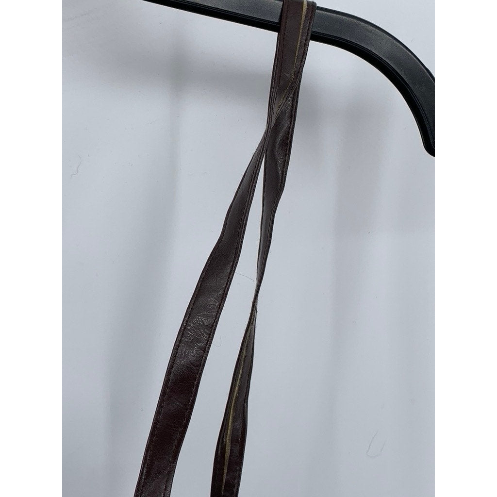 UNBRANDED Women's Brown Faux-Leather Adjustable Waist Belt SZ S