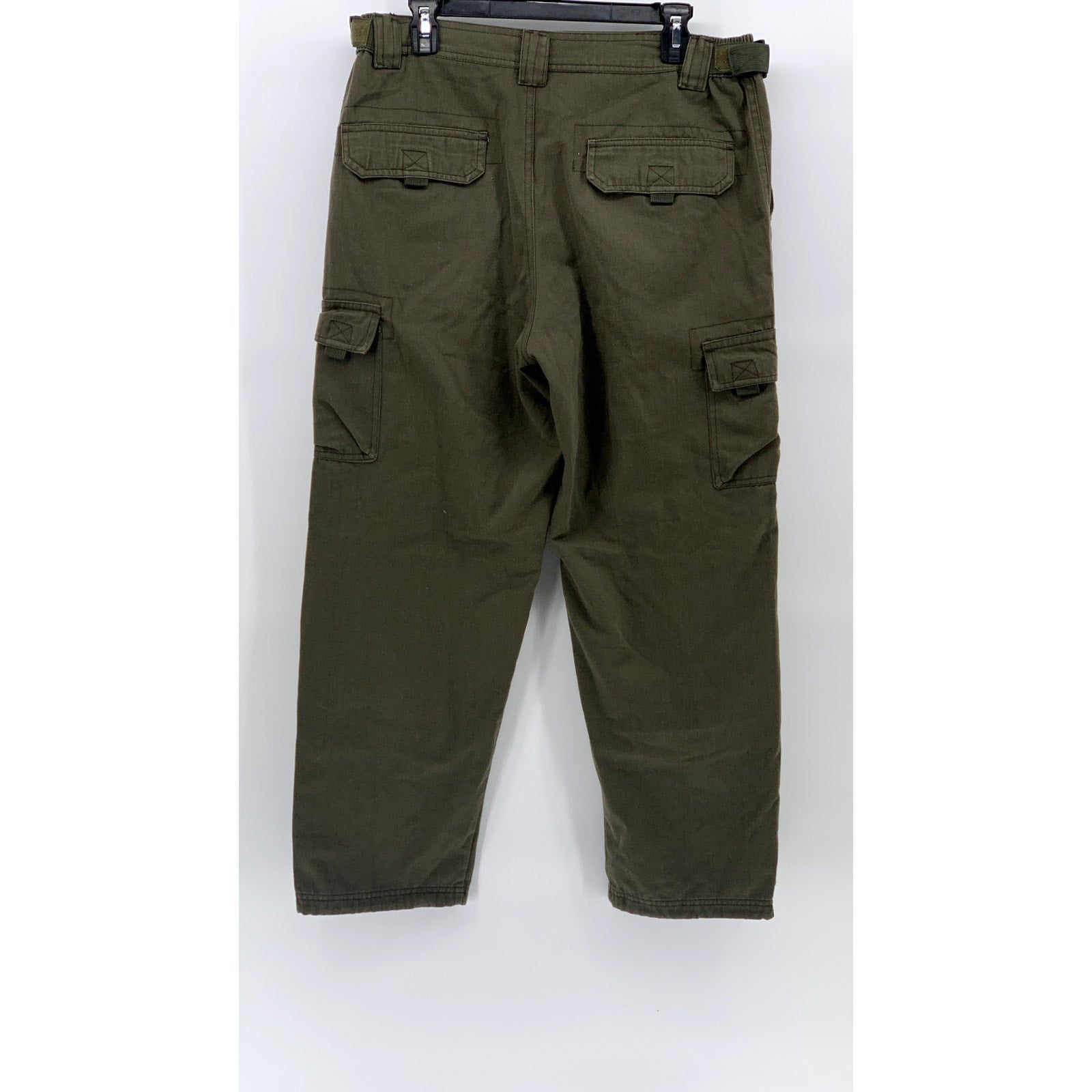 H-T COLLECTION Men's Olive Green Regular-Fit Straight-Leg Cargo Pants SZ M