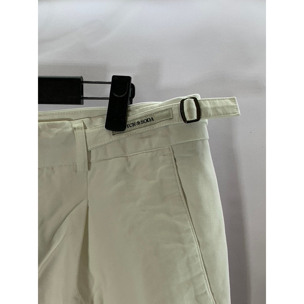 SCOTCH & SODA AMSTERDAM Men's Cream Adjustable Strap Straight-Leg Pants SZ 30X32