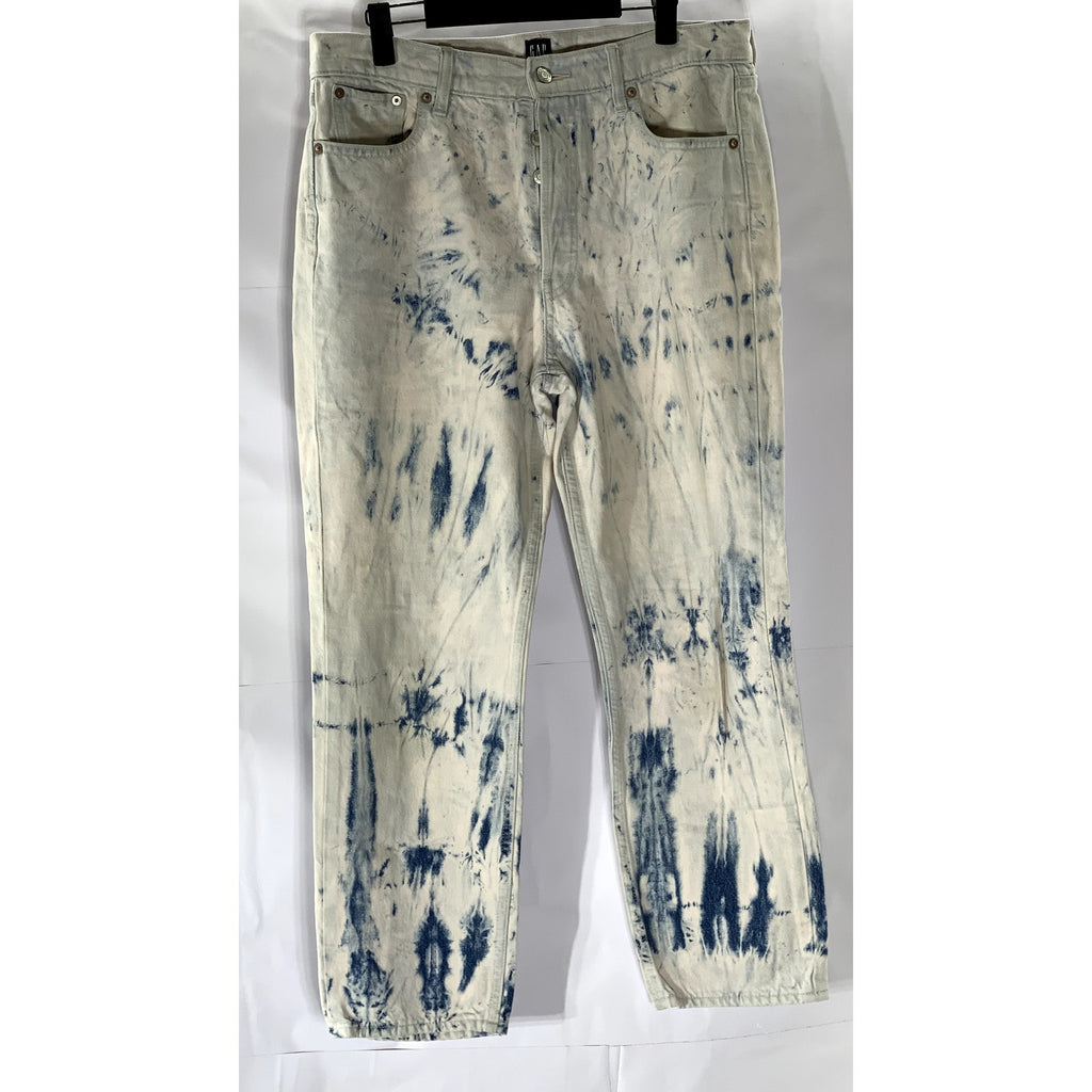 GAP DENIM Women's Pink-Blue Tie-Dye Cheeky Denim Straight Jean SZ 10/30
