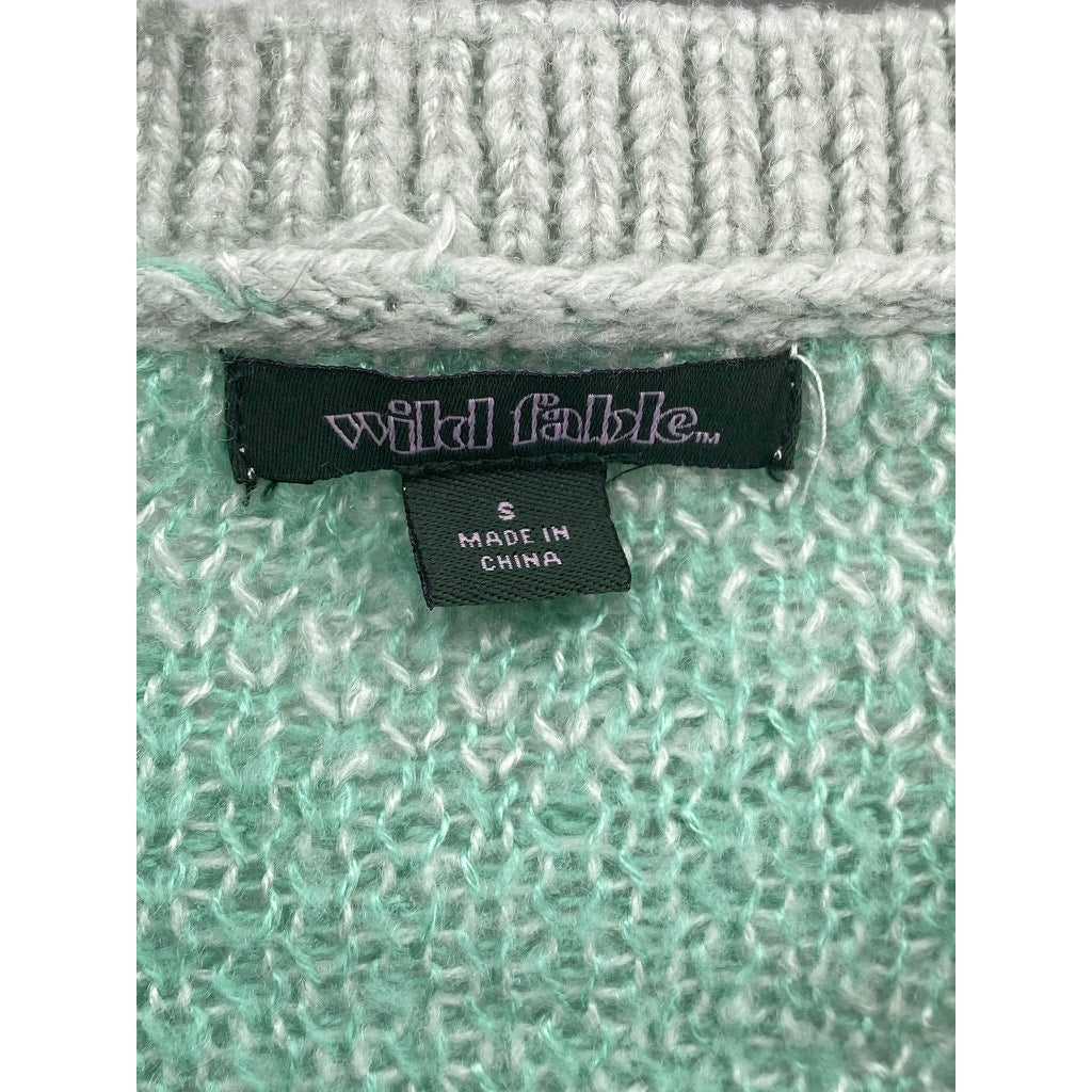 WILD FABLE Women’s Gray-Green Knit Button-Up Long Sleeve Cardigan SZ S