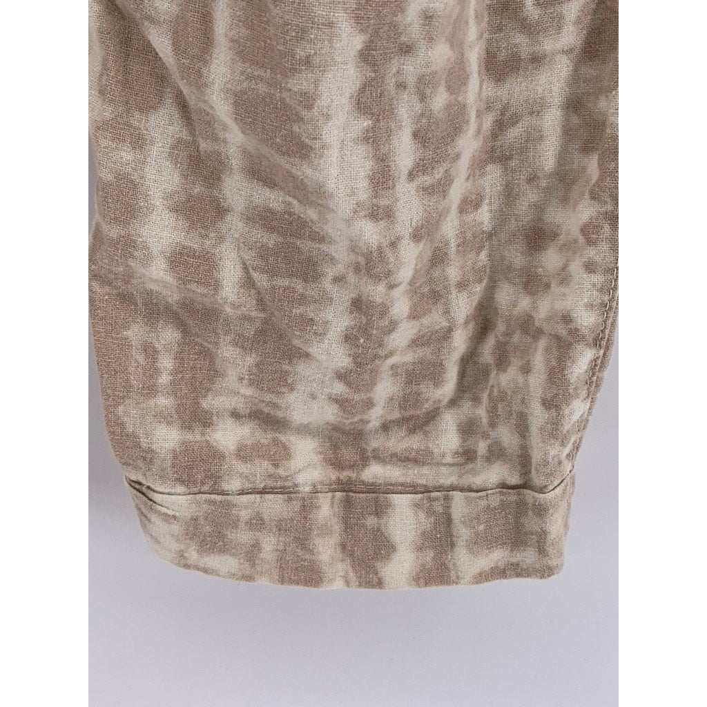OLD NAVY Women's Beige Spring Tie-Dye High-Rise Linen-Blend Pant SZ L