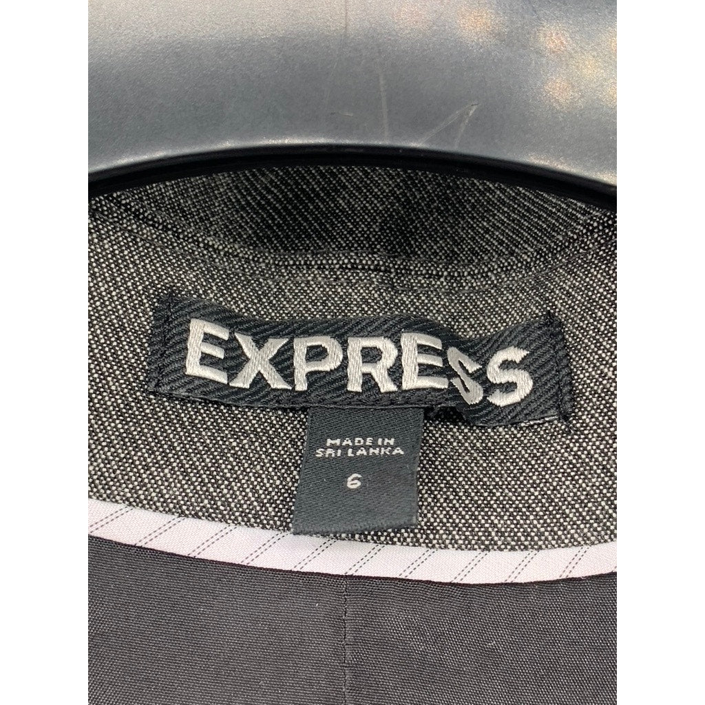 EXPRESS Women's Charcoal Gray Single-Button Notch Collar Blazer SZ 6