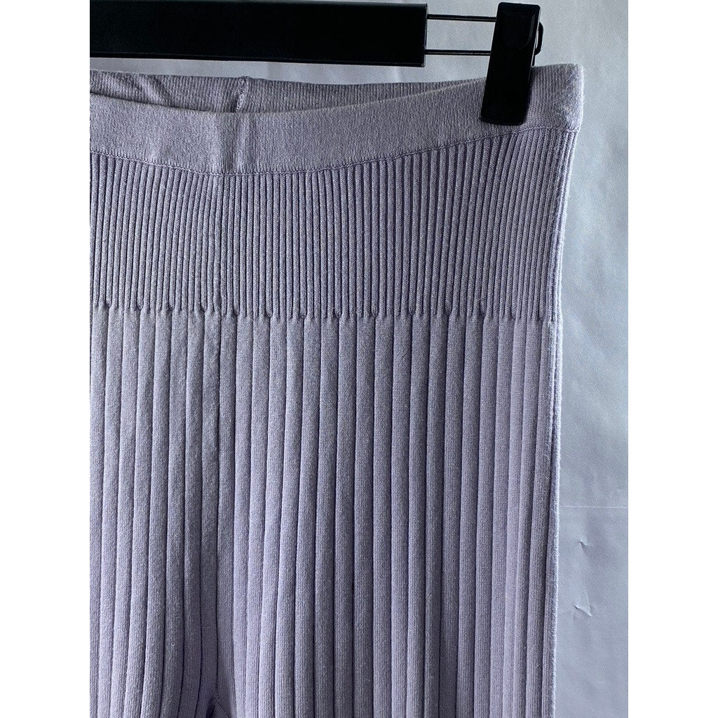 BCBGENERATION Women's Orchid Purple Rib Knit High-Rise Wide-Leg Casual Pant SZ S