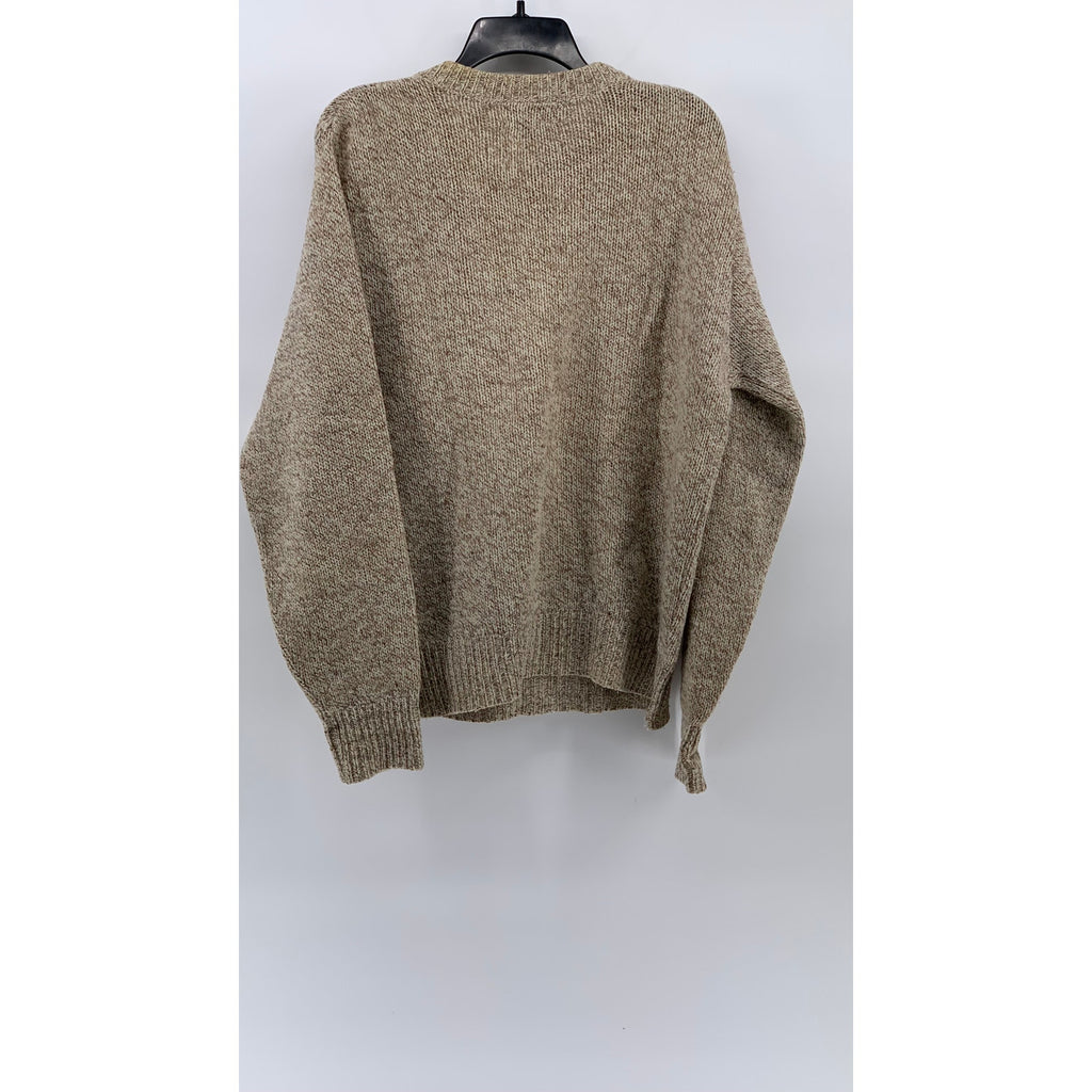 LANDS END Men's Vintage Tan Wool Crewneck Fisherman Knit 90's Sweater SZ M