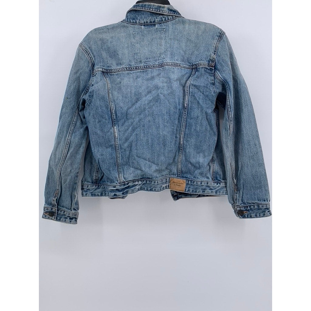 ABERCROMBIE & FITCH Women's Blue Denim Distressed Jean Jacket SZ S