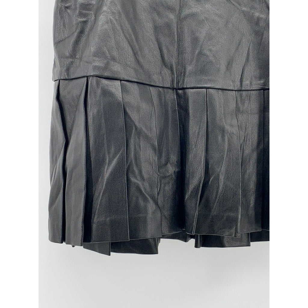 BAR III Women's Black Faux-Leather Pleated Mini Skirt SZ XS