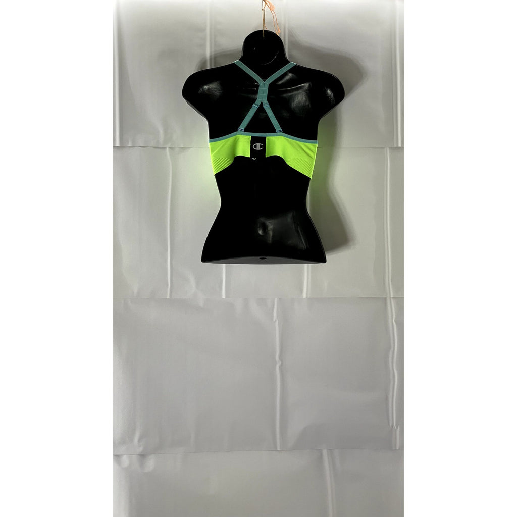 CHAMPION Women's Neon Green Racerback Scoop-Neck Adjustable Strap Sport Bra SZ M