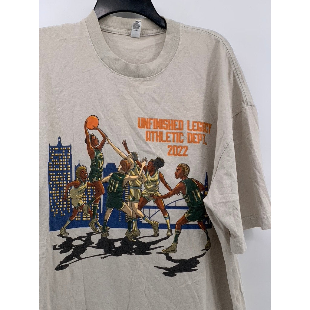 LOS ANGELES APPAREL Men's Beige Basketball Graphic T-Shirt SZ XL