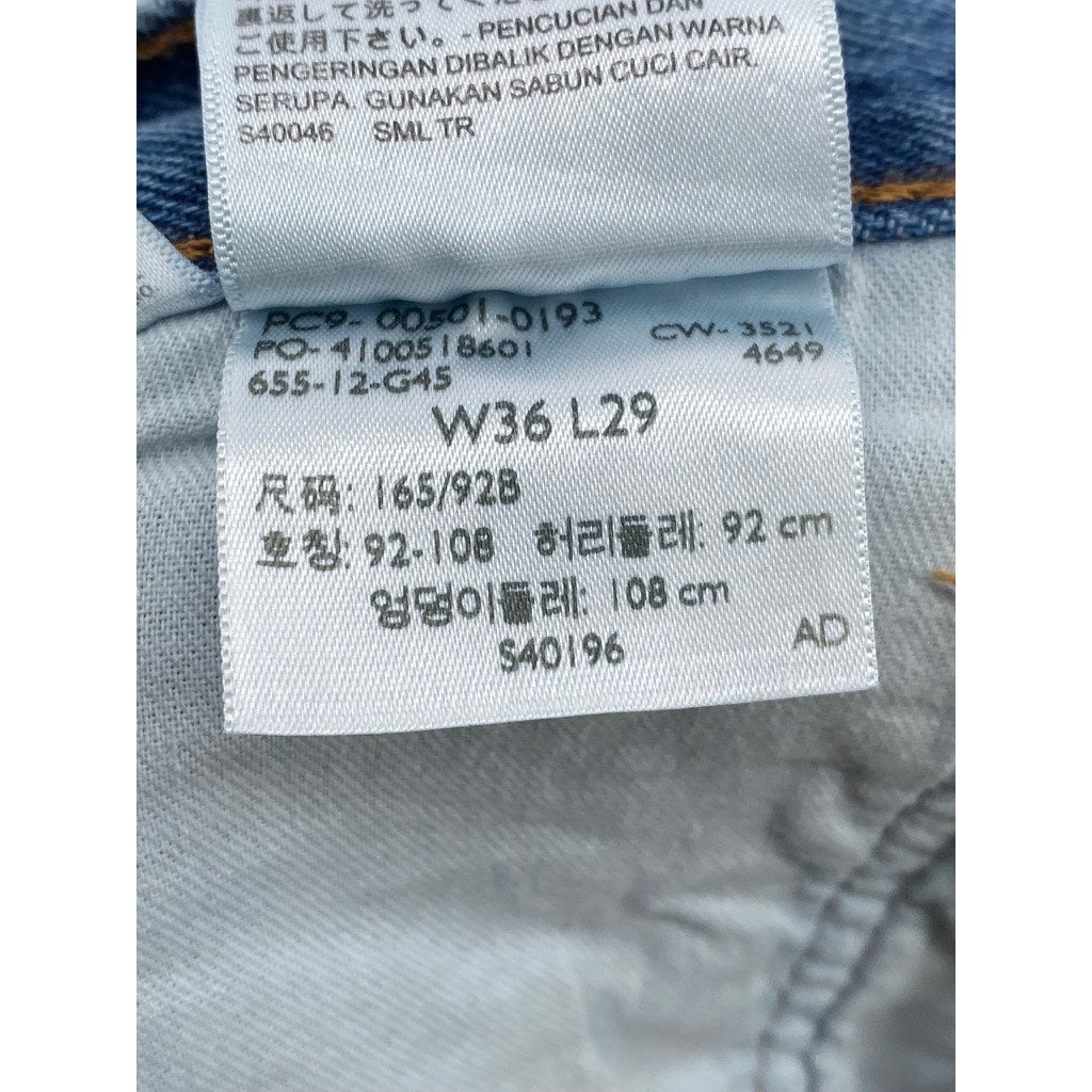 LEVI'S Men's Medium Blue Denim 501 Straight-Leg Button-Fly Jeans SZ 36X29