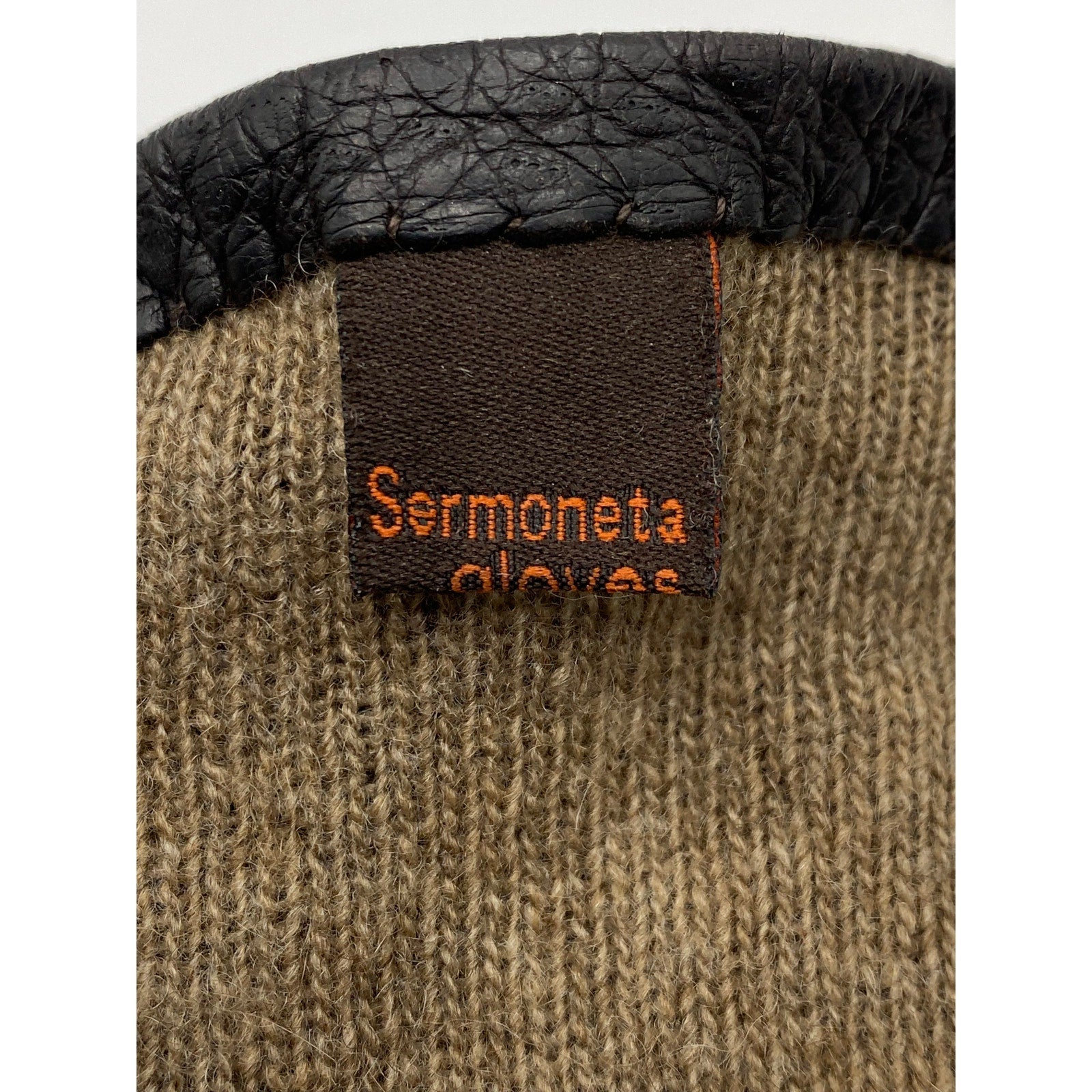 SERMONETA Women's Brown Leather Cashmere Lined Gloves SZ 7