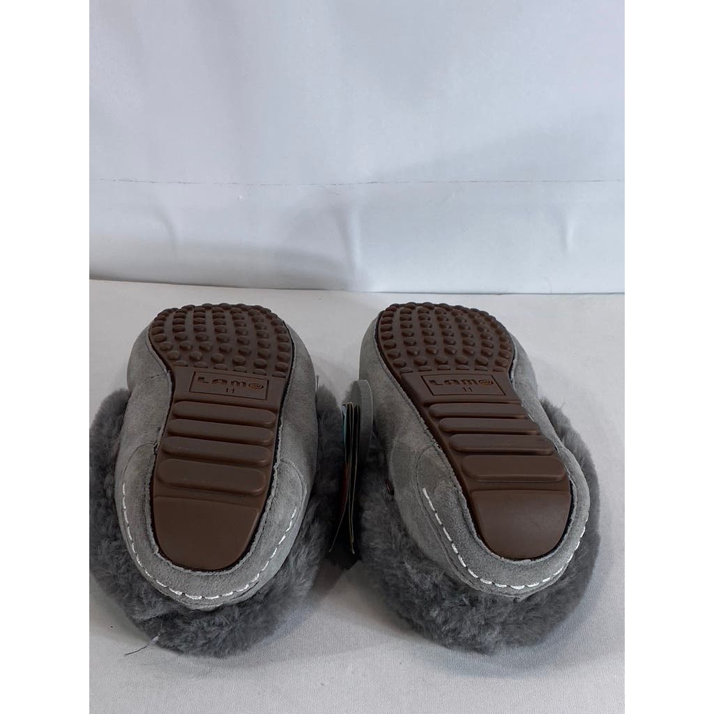 LAMO Women's Charcoal Faux-Fur Aussie Moc-Toe Cirrus Memory Foam Slipper SZ 5