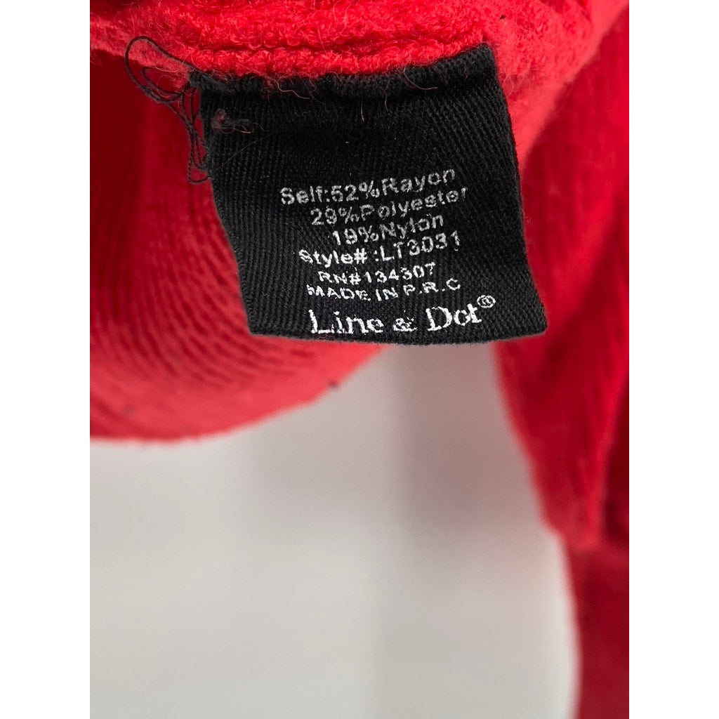 LINE & DOT Women's Bright Red Knit Mock-Neck Long Balloon Sleeve Sweater SZ XS