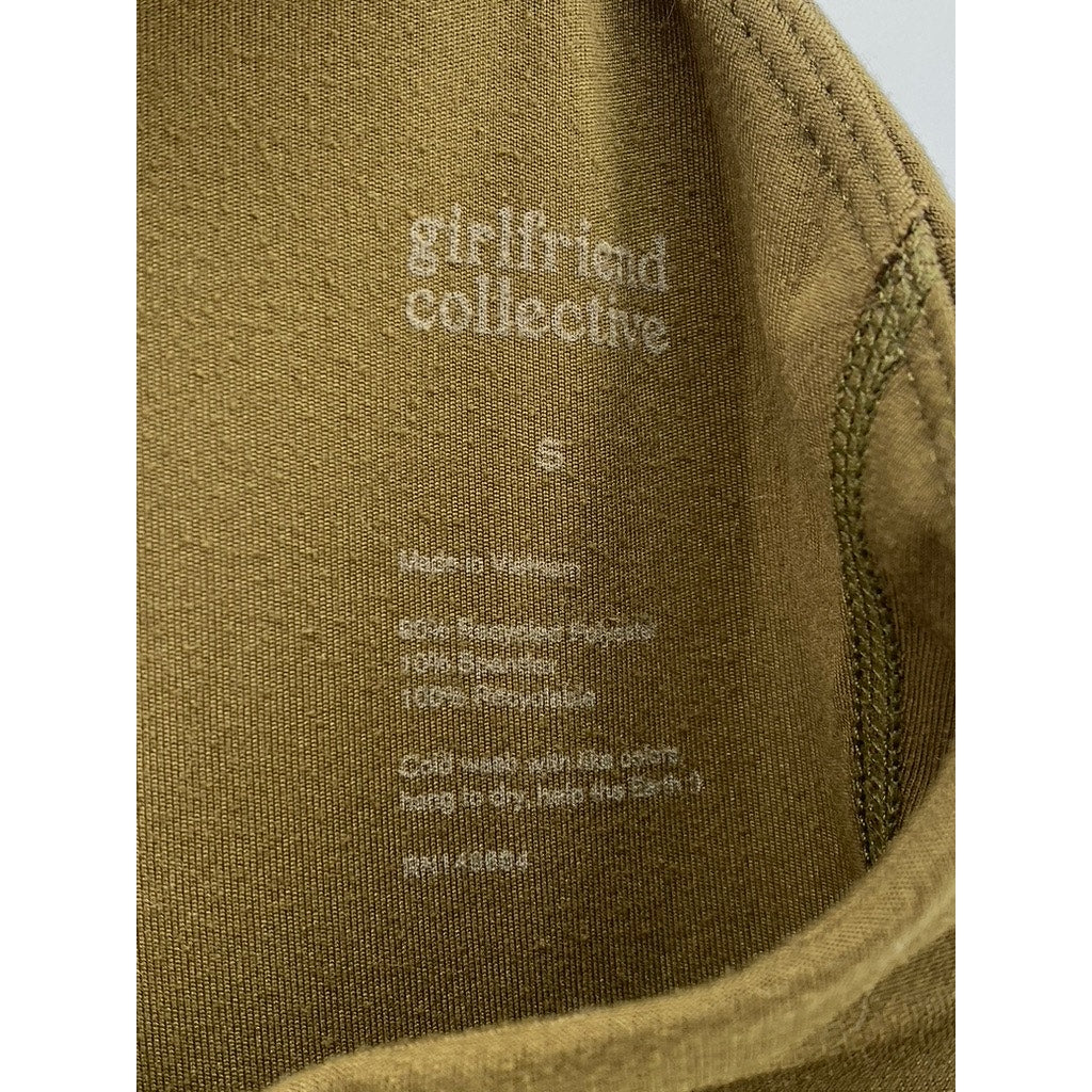 GIRLFRIEND COLLECTIVE Women's Olive Green Cross-Back Halter A-Line Dress SZ S