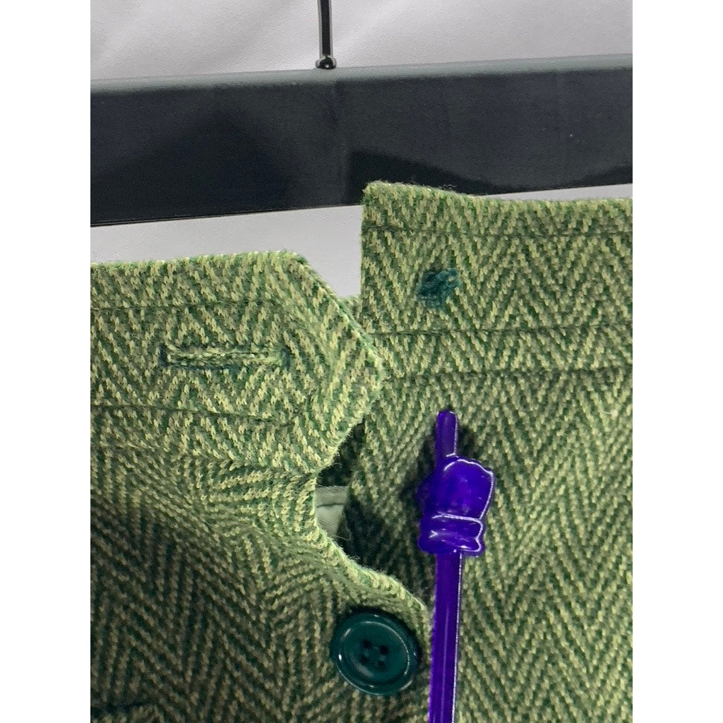 BONNE PETITE Women's Vintage Green Herringbone Knit Button-Front Mini Skirt SZ S