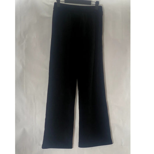 ASDD Women's Black Ribbed Wide-Leg Casual Pull-On Pants SZ S