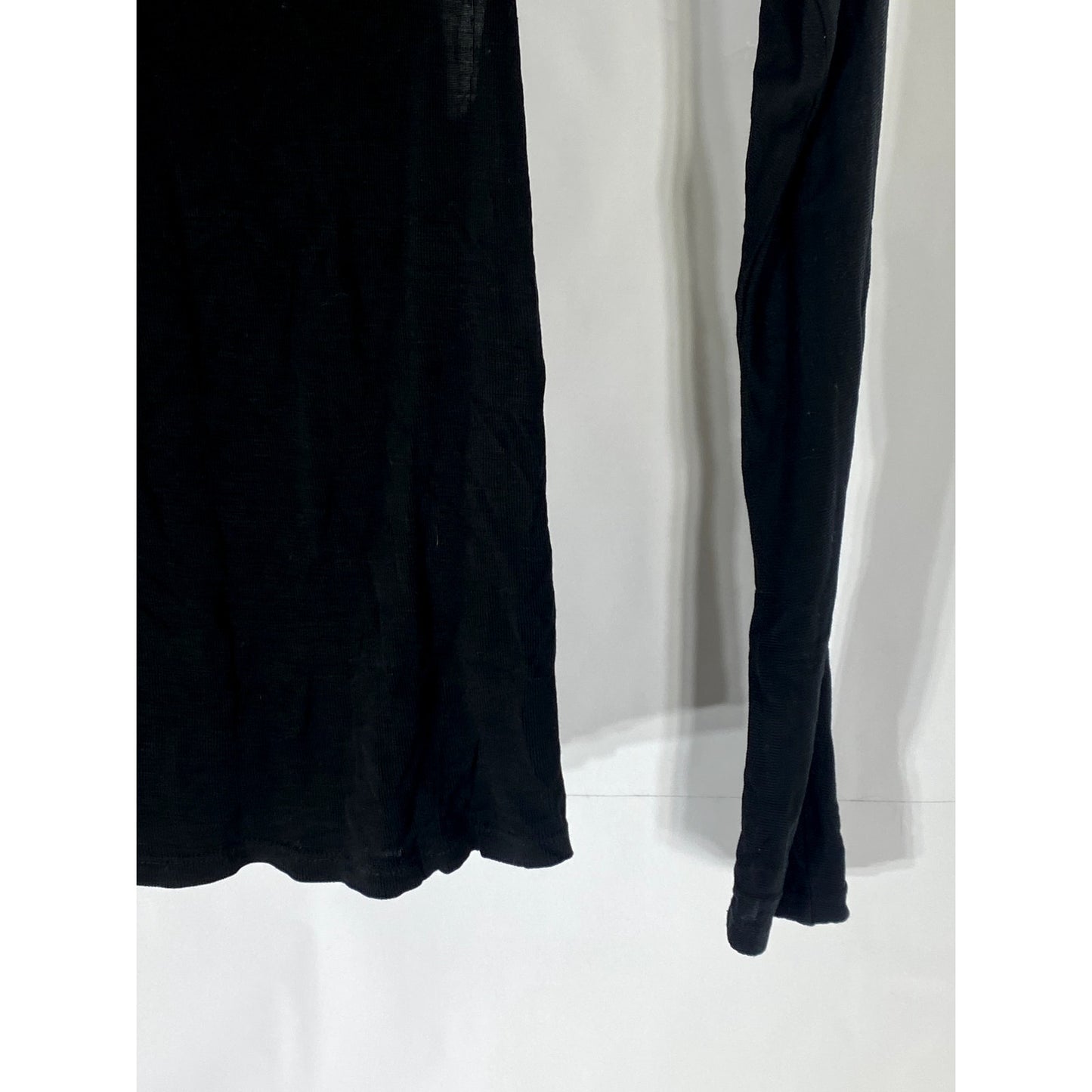 ZARA Women’s Black Solid Crewneck Cutout Long Sleeve Top SZ S