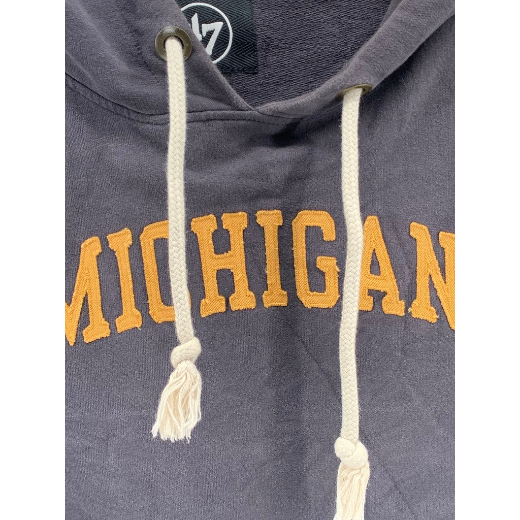 47' BRAND Men's Gray Michigan Patch Logo Long Sleeve Pullover Hoodie SZ M