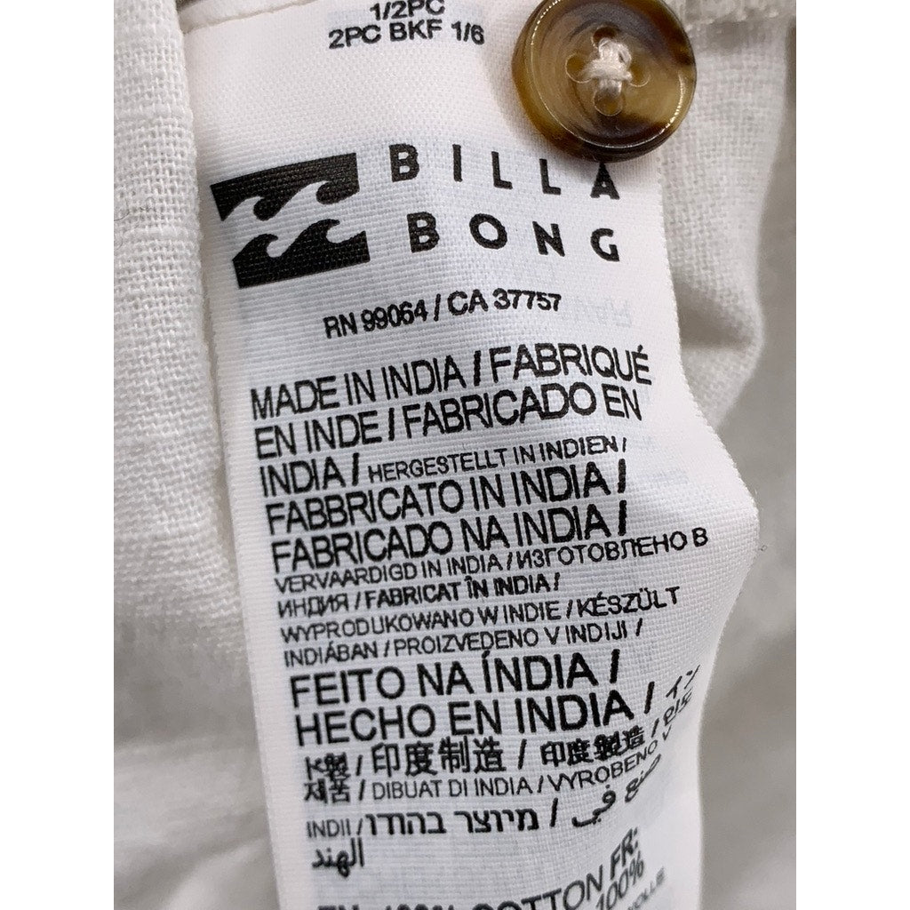 BILLABONG Women's White Button-Up Short Sleeve Top SZ M