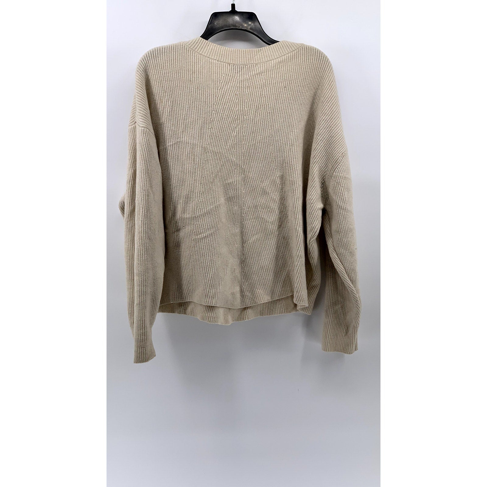 ZARA Women's Beige Rib Knit Scoop-Neck Sweater SZ M