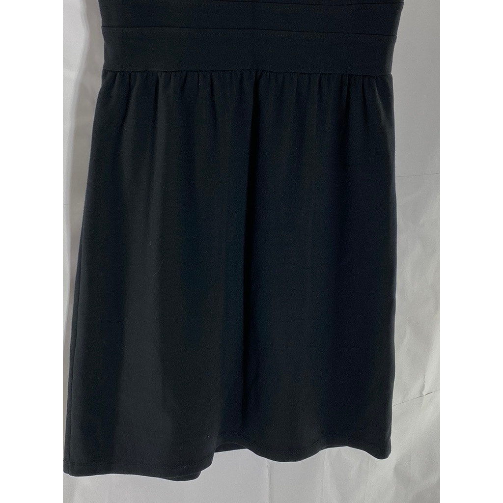 THEORY Women's Black Solid Crewneck Sleeveless Sheath Mini Dress SZ 8