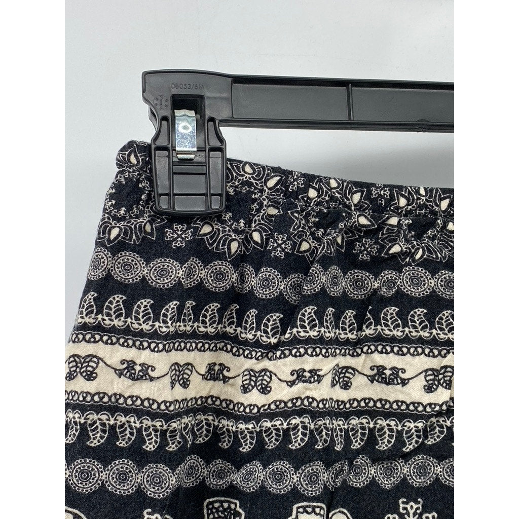 UNBRANDED Women’s Black-Beige Printed Drawstring Relaxed-Fit Shorts SZ S