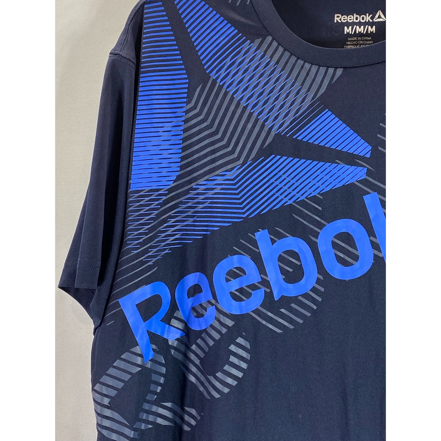 REEBOK Men's Navy/Blue Crewneck Graphic Short Sleeve Shirt SZ M