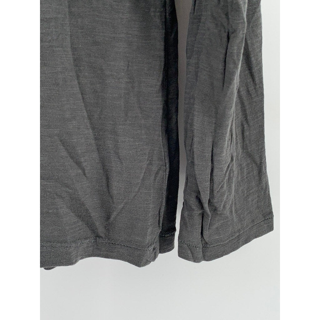 ANN TAYLOR LOFT Women's Charcoal Ruffle V-Neck Long Sleeve Top SZ XL