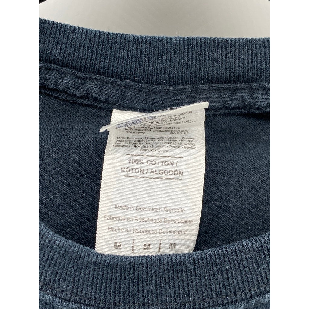 GILDAN Men's Washed Black Graphic Crewneck Casual Short Sleeve T-Shirt SZ M