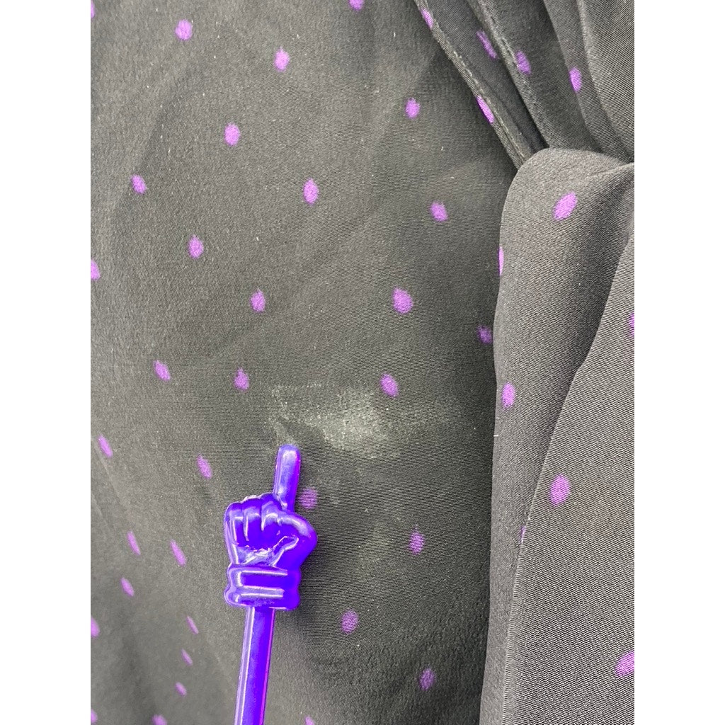 SCANLAN THEODORE Women’s Black-Purple Micro Dot Tie-Neck Long Sleeve Blouse SZ 4