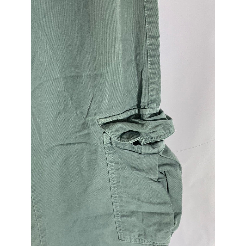 ZARA Women's Light Teal Regular-Fit Straight-Leg Cargo Pant SZ 4