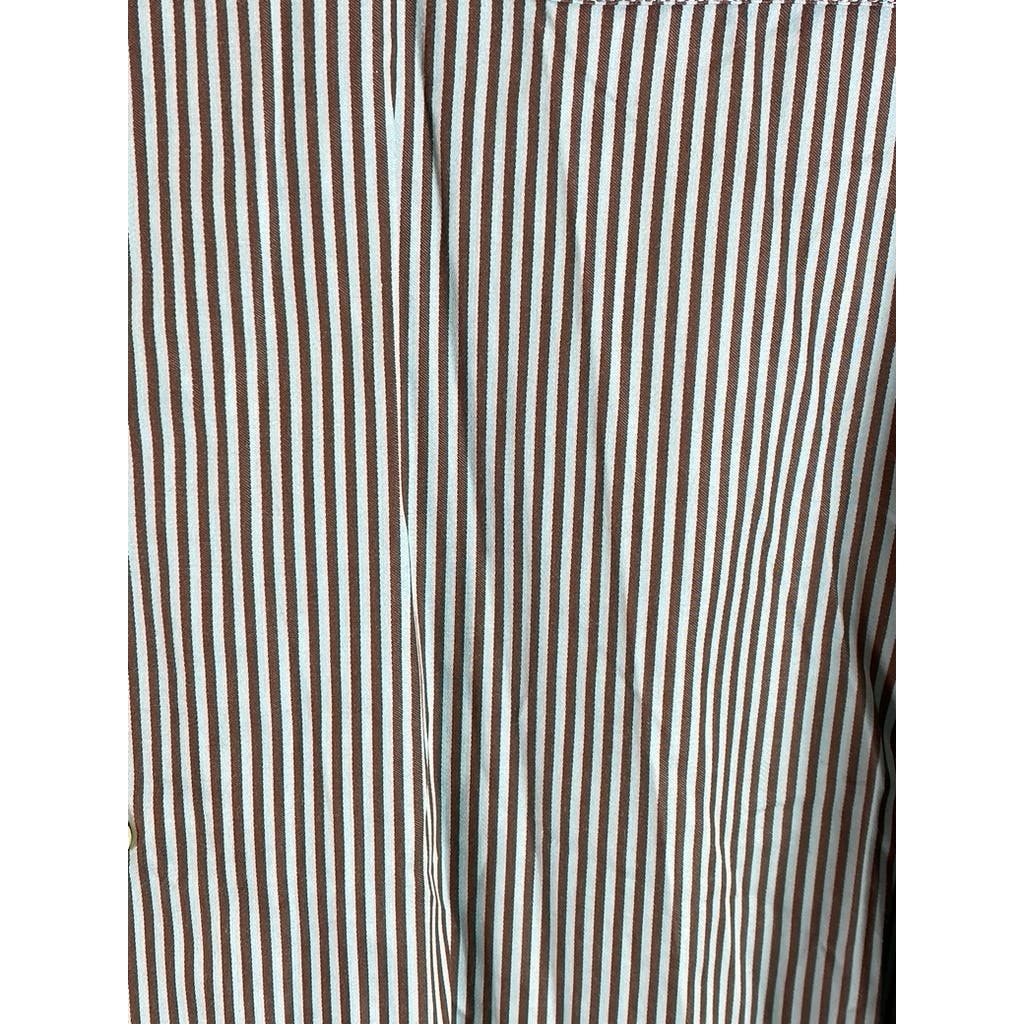 PETER MILLAR Men's Green/Brown Striped Vintage Button-Up Long Sleeve Shirt SZ XL