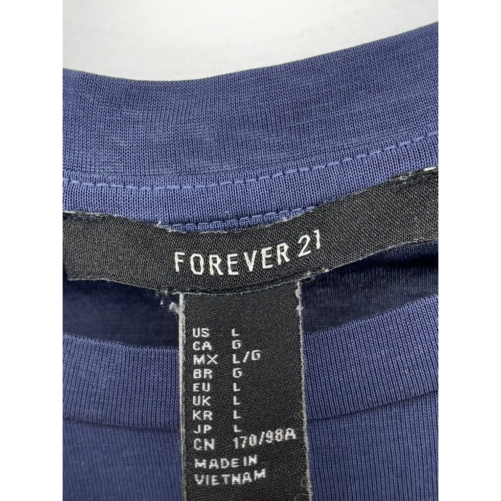 FOREVER 21 Women's Navy Crewneck Short Sleeve T-Shirt SZ L