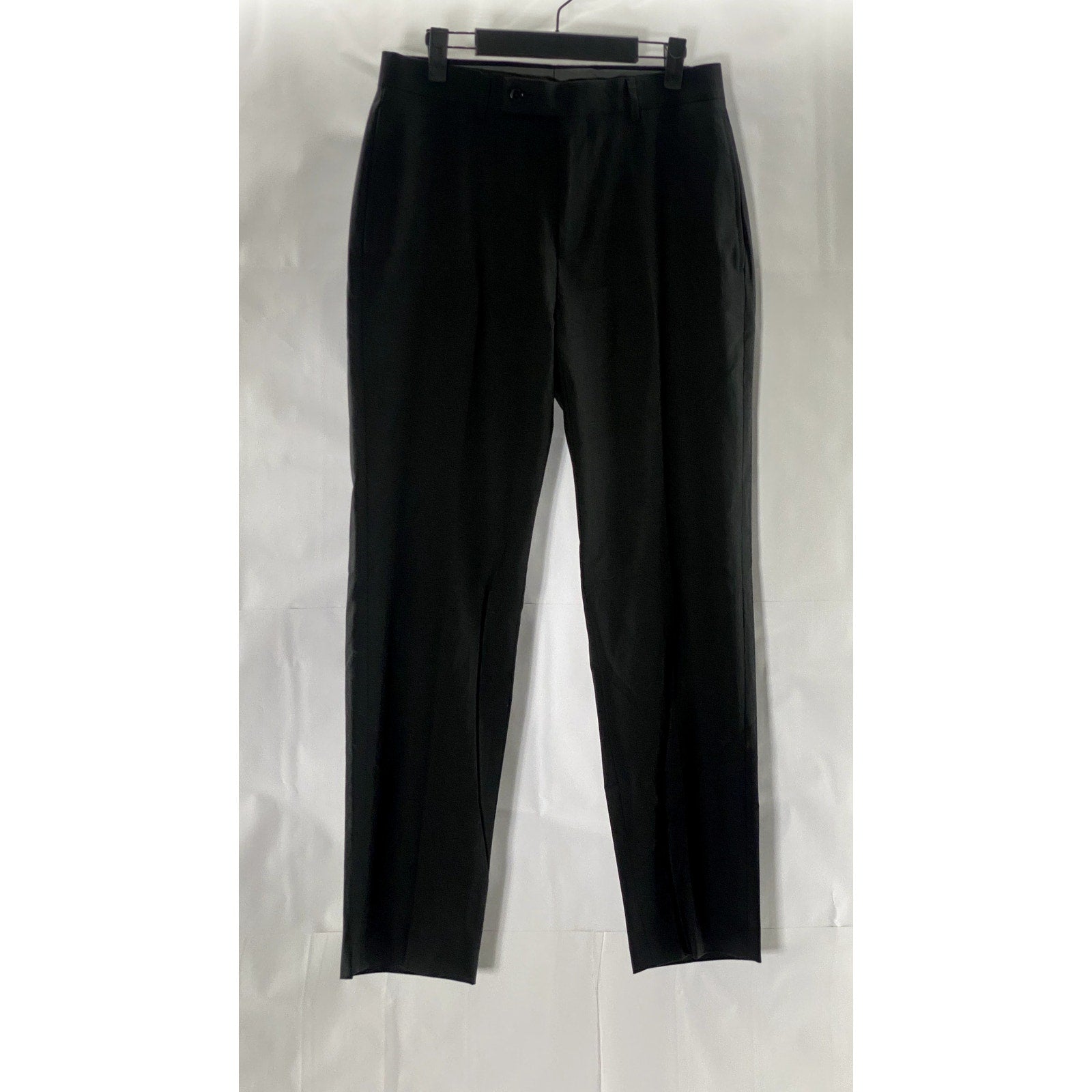 CALVIN KLEIN Men's Black Solid Slim-Fit Flat Front Dress Pants SZ 30X30