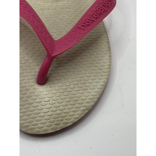 HAVAIANAS Women's Pink-Beige Round-Toe Lightweight Thong Flip-Flops SZ 6